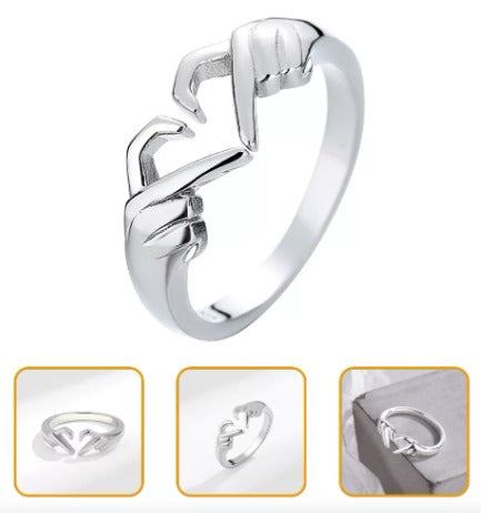 Anillo de dedo con forma de corazon plata - additional image 1